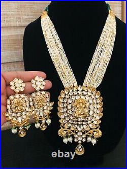 Golden Ganpati Necklace with Multistrand Pearl beads Mala/ Kundan Temple Jewelry