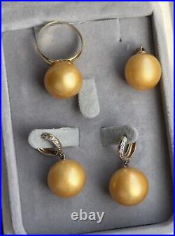 Golden South Sea Pearl Set 15.3mm-16mm