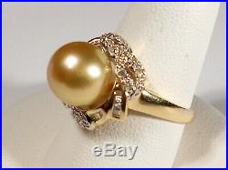 Golden South Sea pearl set(R/G, E/R & PDT), diamonds, solid 14k yellow gold