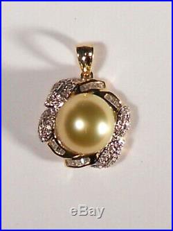 Golden South Sea pearl set(R/G, E/R & PDT), diamonds, solid 14k yellow gold