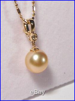Golden South Sea pearl set(ring, earrings, pendant), diamonds, solid 18k yellow gold