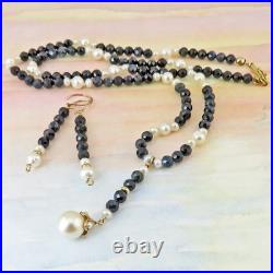 Gorgeous 14k Gold Sapphire & Pearl Beaded Necklace & Earring Set By SoniaMcD
