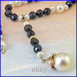 Gorgeous 14k Gold Sapphire & Pearl Beaded Necklace & Earring Set By SoniaMcD