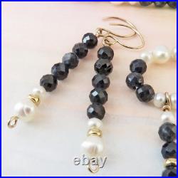 Gorgeous 14k Gold Sapphire & Pearl Beaded Necklace & Earring Set By SoniaMcD