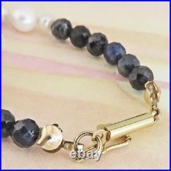 Gorgeous 14k Gold Sapphire & Pearl Beaded Necklace & Earring Set By SoniaMcD