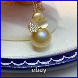 Gorgeous AAAAA 10-11mm south sea Golden ROUND pearl pendant earring ring set