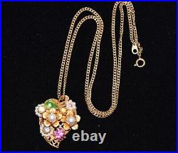 Gorgeous ART PASTEL Rhinestone & PEARL Goldtone Necklace Bracelet Earring SET