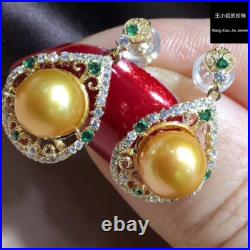 Gorgeous Aaaa 10-11mm South Sea Round Golden Pearl Pendant &earring Set 925s Gorgeous Aaaa 10-11mm South Sea Round Golden Pearl Pendant &earring Set 925s