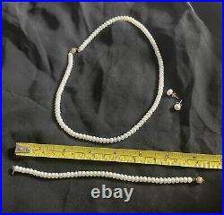 Gorgeous Honora 14K Gold Vintage Pearl Necklace Bracelet Earrings Set See Pics Gorgeous Honora 14K Gold Vintage Pearl Necklace Bracelet Earrings Set See Pics