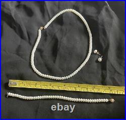 Gorgeous Honora 14K Gold Vintage Pearl Necklace Bracelet Earrings Set See Pics