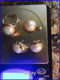 Gorgeous Mabe Pearl Set 14kt Yellow Gold