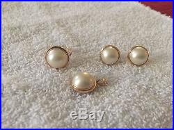 Gorgeous Mabe Pearl Set 14kt Yellow Gold