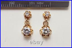 Gorgeous Pair of Vintage Diamond Drop Style Earrings in 14K Yellow Gold Setting