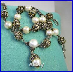Gorgeous Set JOHN HARDY Sterling Silver 18k Gold Pearl Dots Bracelet & Necklace