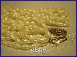 Gorgeous Vintage 14k Gold Genuine Pearl 5-strand Necklace & Bracelet Set Estate