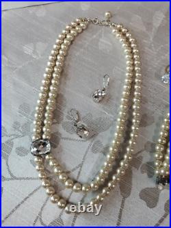Gorgeous Von Maur Opulent Pearl Jewelry Set Necklace Bracelet Ring Earrings -C74