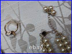 Gorgeous Von Maur Opulent Pearl Jewelry Set Necklace Bracelet Ring Earrings -C74