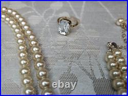 Gorgeous Von Maur Opulent Pearl Jewelry Set Necklace Bracelet Ring Earrings -C74
