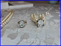 Gorgeous Von Maur Opulent Pearl Jewelry Set Necklace Bracelet Ring Earrings -C74