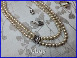 Gorgeous Von Maur Opulent Pearl Jewelry Set Necklace Bracelet Ring Earrings -C74