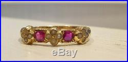 Gorgeus Antique Victorian 18 Carat Gold Ruby And Pearl Set Ladies Dress Ring