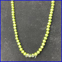 Green Pearl Necklace Bracelet Set Genuine 18.5 Long 6mm Near Round 14k Gold