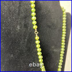 Green Pearl Necklace Bracelet Set Genuine 18.5 Long 6mm Near Round 14k Gold