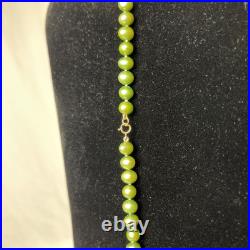 Green Pearl Necklace Bracelet Set Genuine 18.5 Long 6mm Near Round 14k Gold
