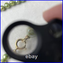 Green Pearl Necklace Bracelet Set Genuine 18.5 Long 6mm Near Round 14k Gold