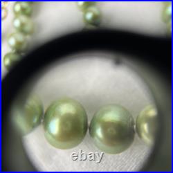 Green Pearl Necklace Bracelet Set Genuine 18.5 Long 6mm Near Round 14k Gold