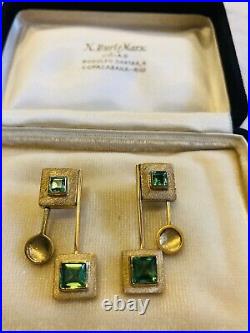 H. Burle Marx Gold & Tourmaline Collar Drop Necklace and Earrings Set