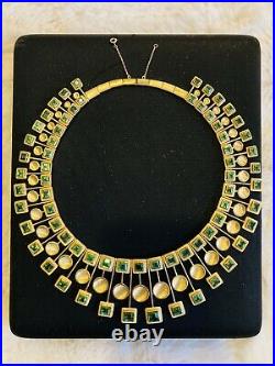 H. Burle Marx Gold & Tourmaline Collar Drop Necklace and Earrings Set