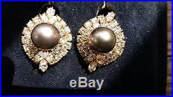 HARRY WINSTON Black Pearl & Diamond Earring and Ring Set 18k Yellow Gold