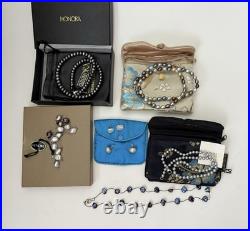 HONORA CULTURED PEARL NECKLACE EARRINGS 14K GOLD 925 Sterling Silver LOT SET