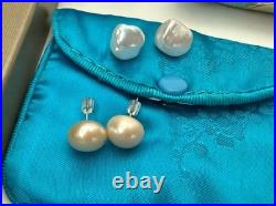 HONORA CULTURED PEARL NECKLACE EARRINGS 14K GOLD 925 Sterling Silver LOT SET