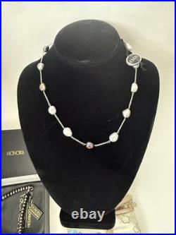 HONORA CULTURED PEARL NECKLACE EARRINGS 14K GOLD 925 Sterling Silver LOT SET