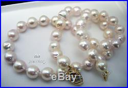 HS Baroque Japanese Akoya Pearl 9X10mm 14K with Diamonds Bracelet & Necklace Set
