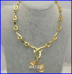 HTF 1950's TRIFARI Acorn Lg Faux Pearl & Branch Gold Tone Necklace & Earring Set
