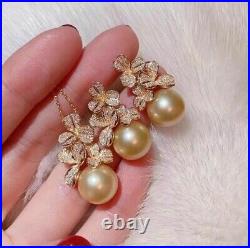 HUGE NEW AAAA 10-11mm south sea White stud pearl pendant earring ring set 925S