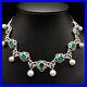 HUGE-SET-40-11-TCW-Zambian-Emerald-Pearls-Diamond-14K-White-Gold-Over-Necklace-01-uvv