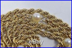 Handmade 14k Gold Freshwater Pearl 24 Chain & 7.25 Bracelet Set 7.5g White