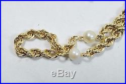 Handmade 14k Gold Freshwater Pearl 24 Chain & 7.25 Bracelet Set 7.5g White