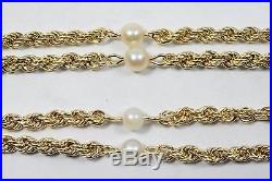 Handmade 14k Gold Freshwater Pearl 24 Chain & 7.25 Bracelet Set 7.5g White