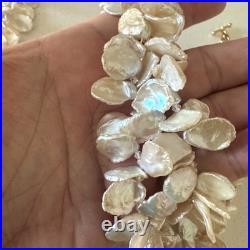 Handmade Y2K Authentic Keshi Petal Pearl Set Necklace Bracelet, High Luster RARE
