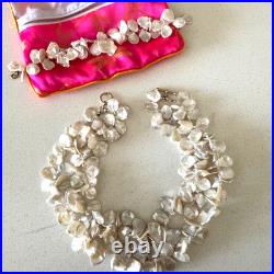 Handmade Y2K Authentic Keshi Petal Pearl Set Necklace Bracelet, High Luster RARE
