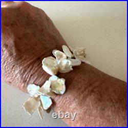 Handmade Y2K Authentic Keshi Petal Pearl Set Necklace Bracelet, High Luster RARE