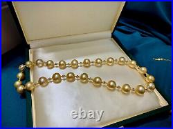 Handmade strongest gold 12-13mm Aus south sea pearl set G18K Japan order 46cm