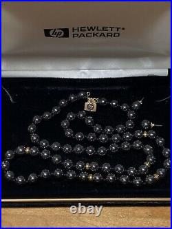 Hewlett Packard Service Award Jewelry CMG 14k Gold Necklace IPS Black Pearl Set