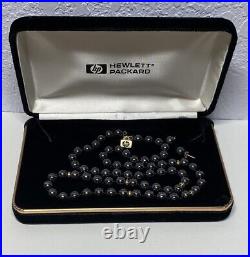 Hewlett Packard Service Award Jewelry CMG 14k Gold Necklace IPS Black Pearl Set