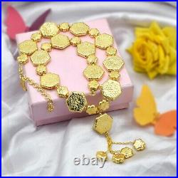 Hexagon Shape Brass Beads Necklace Handmade Jewelry Set For Bridal Gift Bracelet